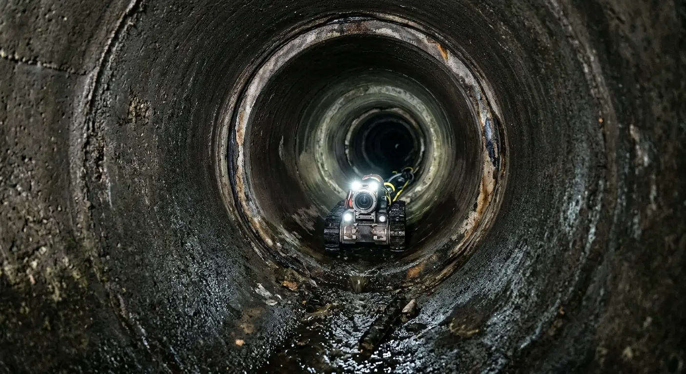 Robotic sewer camera inspecting pipe interior for Drain Snake Service in Schaghticoke